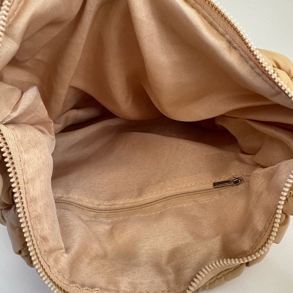 Puffy Quilted Carryall Shoulder Bag in Sand Color - Picture 2 of 2